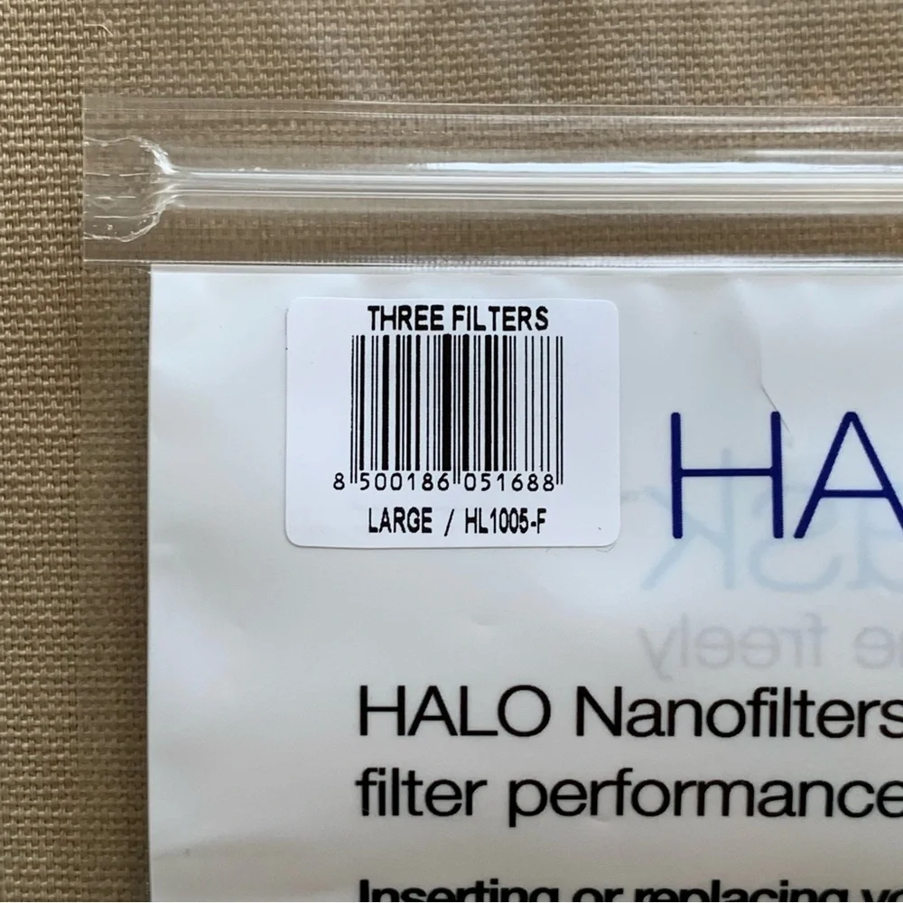HaloMask NanoFilter Replacement - Size‎ Large - Sealed - Lot of 6 Filters NEW